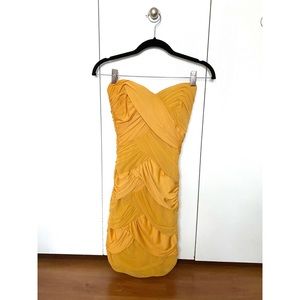BeBe Mustard Yellow Strapless Dress